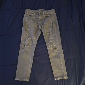 Men's Distressed Green Jeans